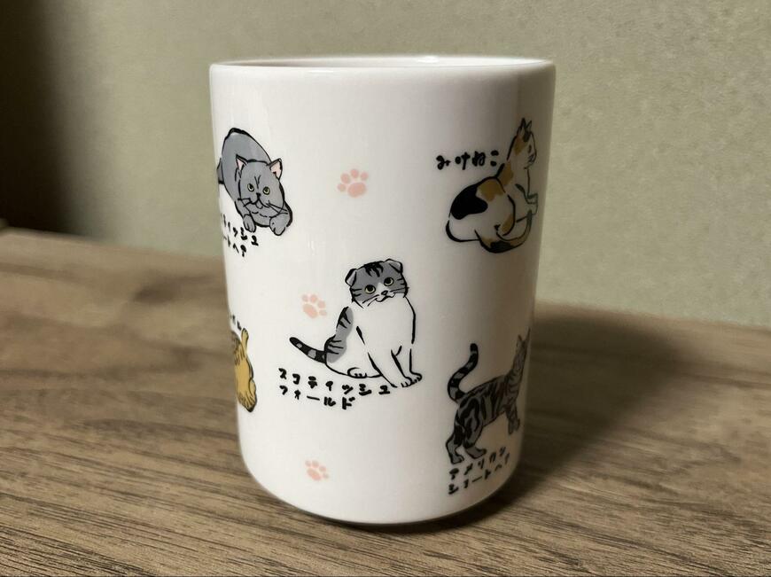 筆者撮影(セリア、湯呑 猫まみれ)