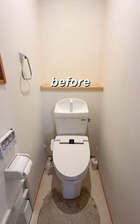 雰囲気ガラリ！築古住宅の「ふつうすぎるトイレ」→壁紙の貼り替えDIYで「シックなおしゃれ空間」に変身！