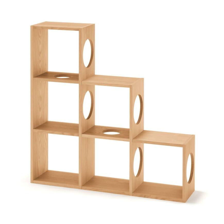 出所：無印良品 スタッキングシェルフ　猫用　3段×3列セット　オーク材突板