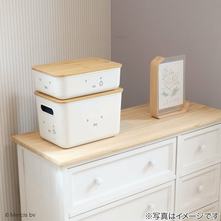 ニトリ公式　miffy バンブーふた付き収納ケースの画像