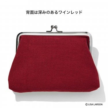 表の猫柄に対して、背面は深みのあるワインレッドです