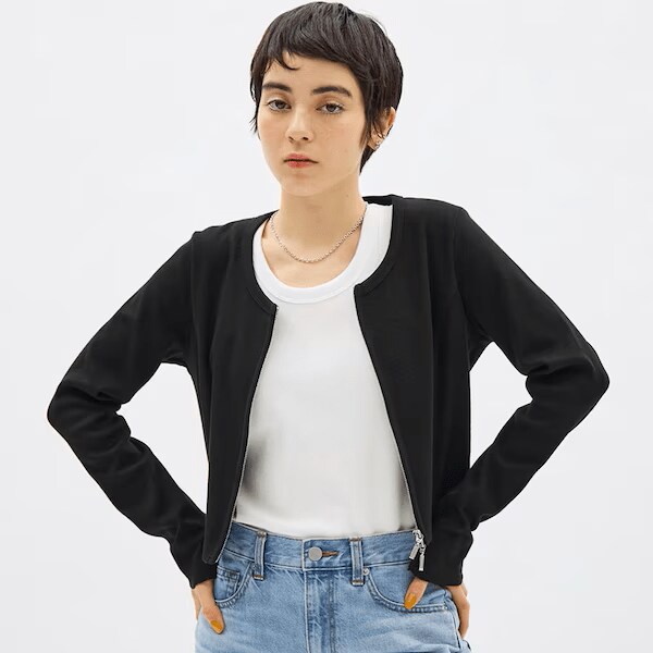 リブダブルジップカーディガン(