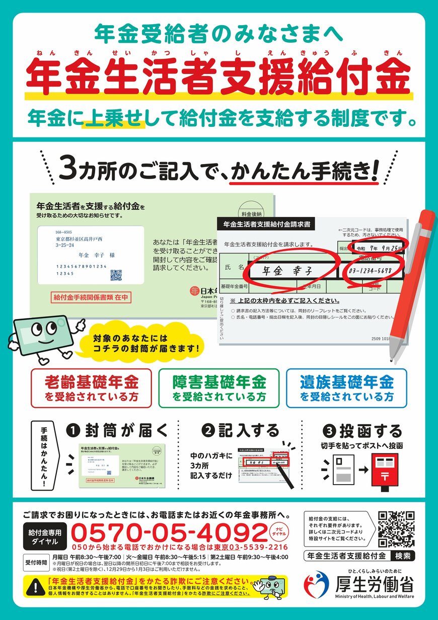 出所：厚生労働省「年金生活者支援給付金制度 特設サイト・広告ギャラリー ポスター」
