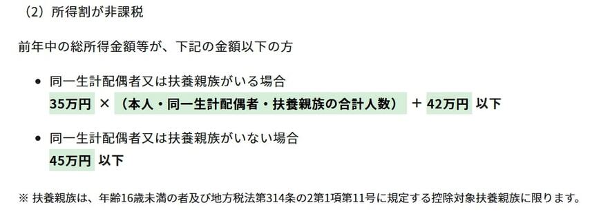 所得割が非課税