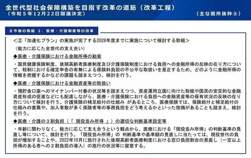 出所：厚生労働省「全世代型社会保障構築を目指す改革の道筋（改革工程）」