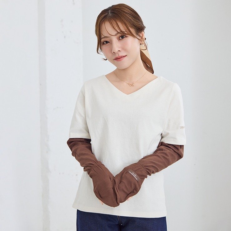 出所：しまむら公式　アームカバー（yumi）／指先までしっかり