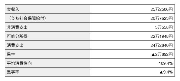 出所：総務省「家計調査報告 〔 家計収支編 〕2024年（令和6年）平均結果の概要」をもとに筆者作成