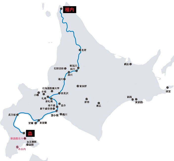出所：JR北海道路線図をもとにLIMO作成