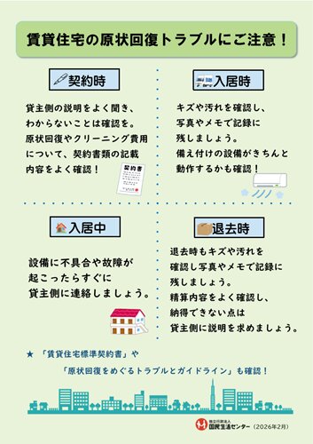 出所：独立行政法人国民生活センター「賃貸住宅の原状回復トラブルにご注意！」