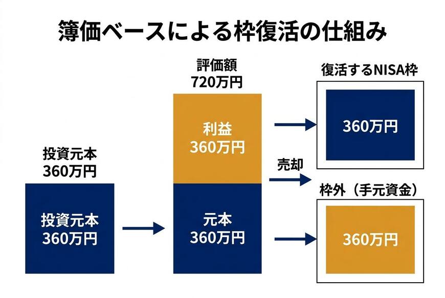 NISAの「簿価ベース」による枠復活の仕組み