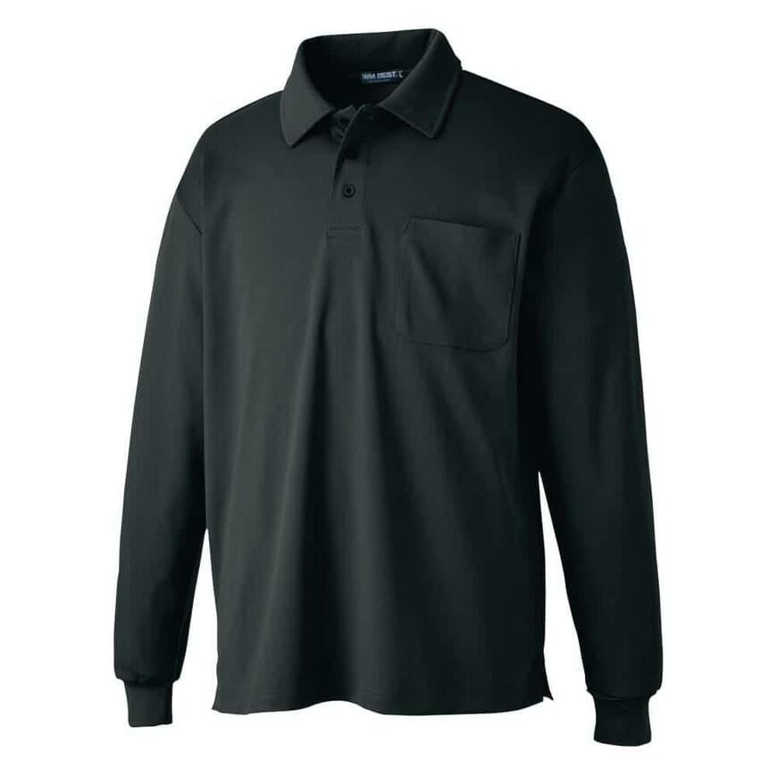 クイック＆ドライポケット付き長袖ポロシャツ