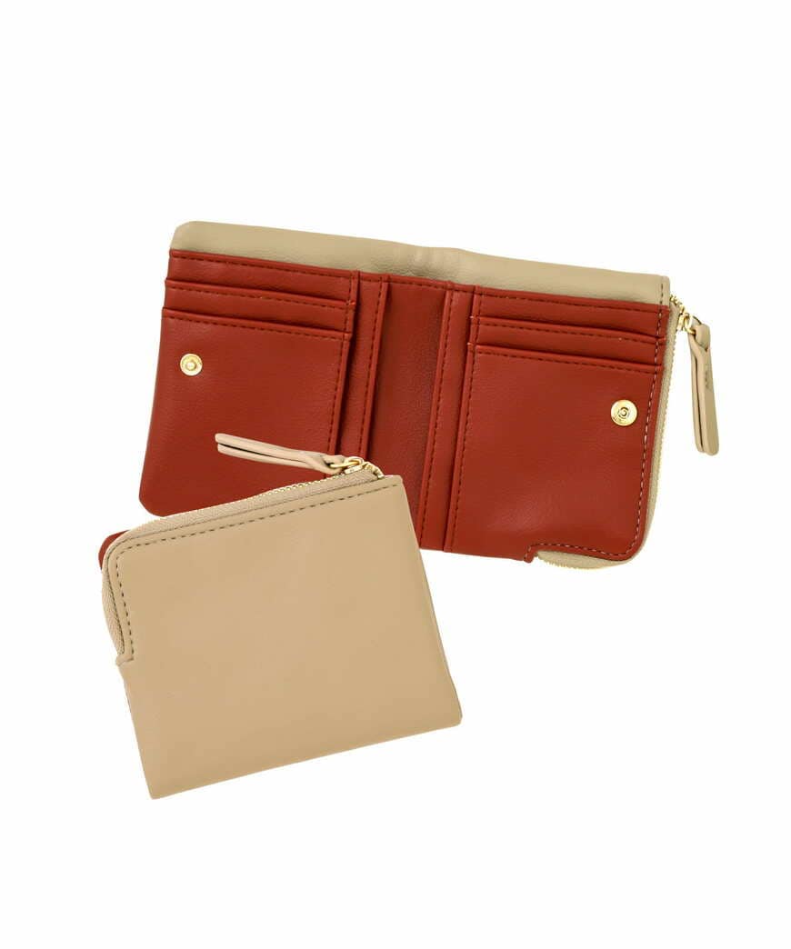 バイカラー二つ折りウォレット