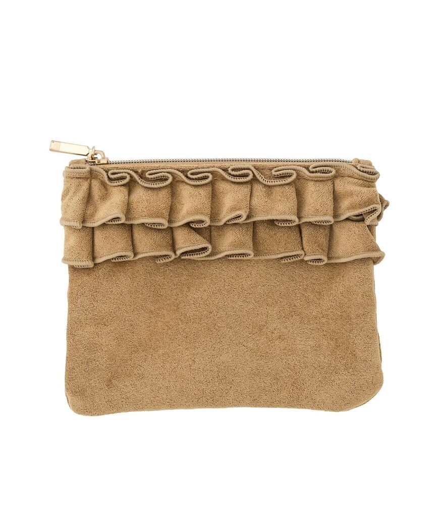 スエード調フリルミニポーチ