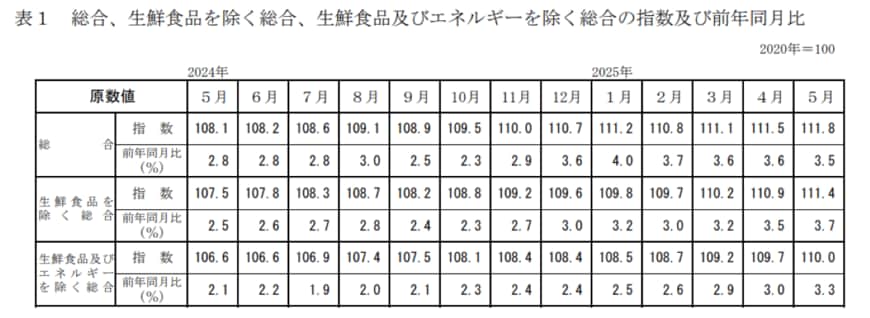 2020年基準 消費者物価指数