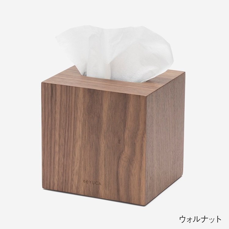 ケユカ公式 クラスタ コンパクトティッシュケース 木 画像