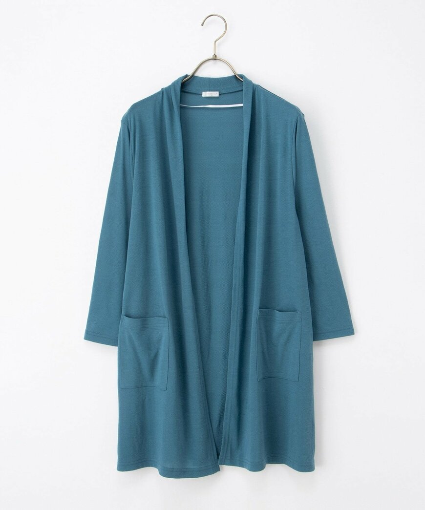 ハニーズ公式　8分袖ロングトッパーカーデ（ブルーグリーン）