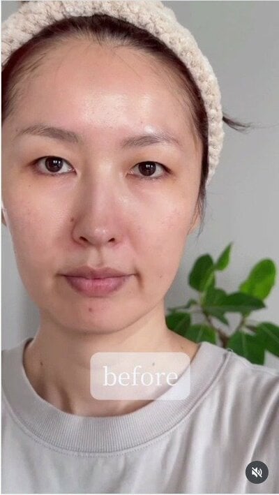 ベースを厚塗りしすぎない、盛らないメイクのビフォー