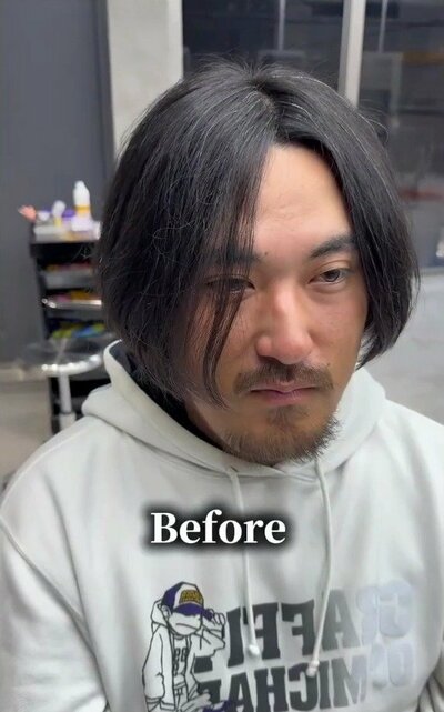 肩につくくらいの黒髪を、真ん中で分けた来店時の様子