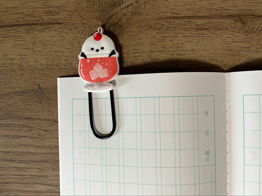 筆者撮影（キャンドゥ、ビッグクリップ2P　ソーダの中にシマエナガ）