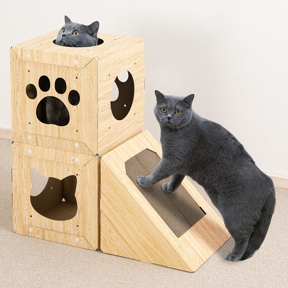 出所：ニトリ公式通販 ニトリネット にゃんぼっくす 爪とぎ付き（ナチュラル）