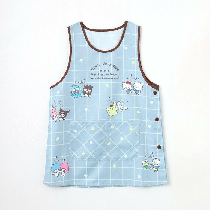 サンリオキャラクターズがそれぞれペアになって描かれたデザインのエプロン