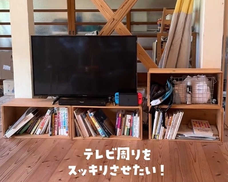 【築60年平屋古民家DIY】ごちゃつくテレビまわりがスッキリ！2つのアイデアで見映え抜群に