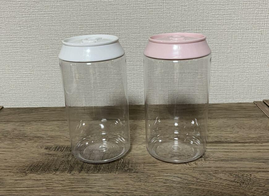 セリア、デザートクリアカップ フタ付き ジュース缶型