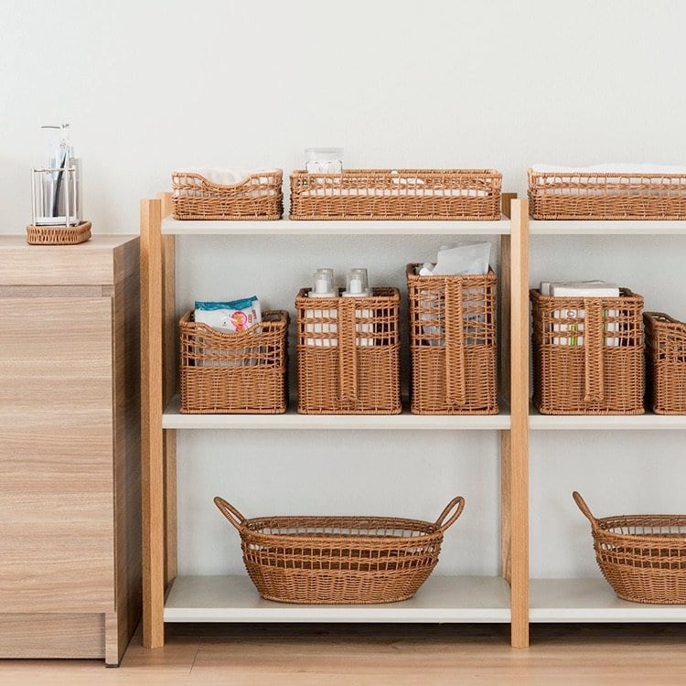 ケユカ公式　洗えるPPラタンハンドル付きストッカー