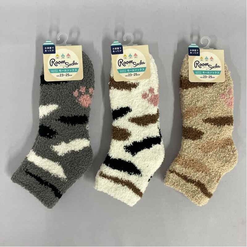 キャンドゥ　婦人モールソックス　猫足柄