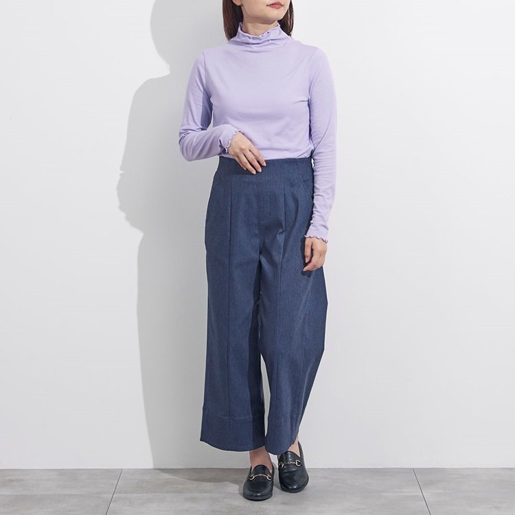 シアーコットンハイネックトップス