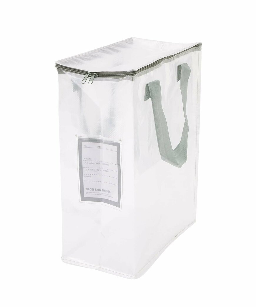 3COINS公式 クリアボックスバッグ縦:L/クリア収納シリーズ