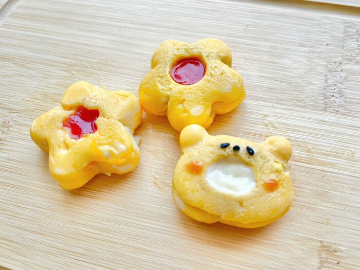 くぼみにケチャップやマヨネーズを入れるだけで、彩りもプラス!