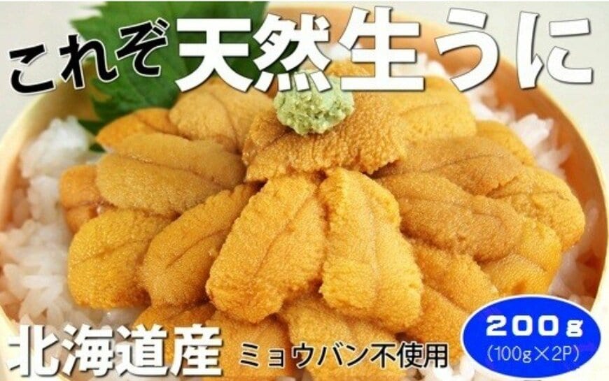 出所：ふるさとチョイス「無添加！！北海道産天然塩水うに100g×2p北海道寿都町」