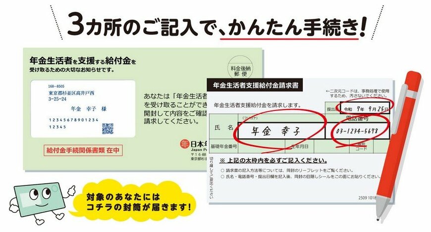 3カ所の記入でかんたん手続き