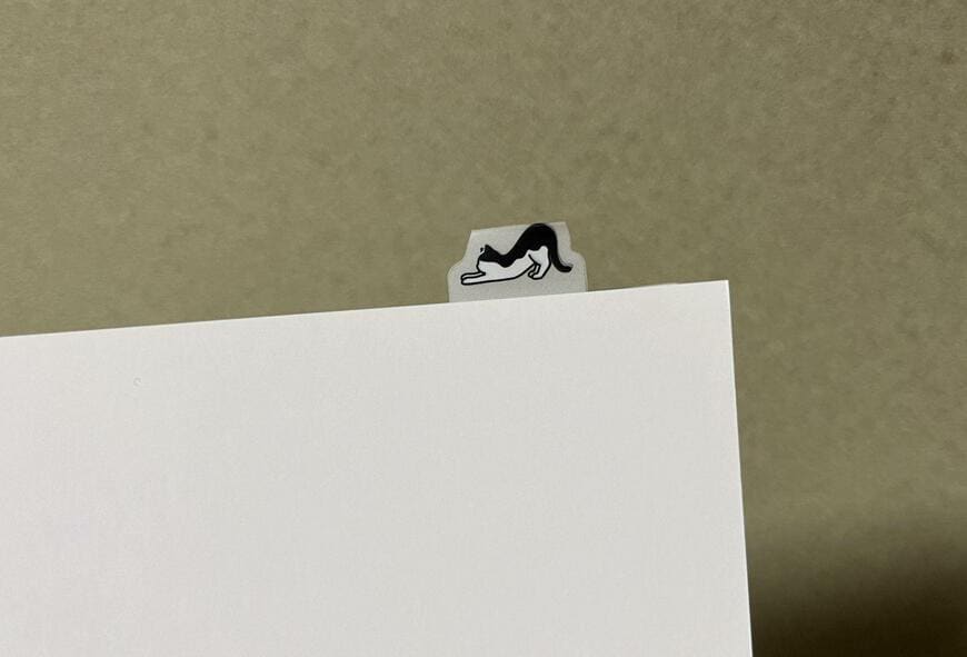 ダイソー、猫デザインのインデックスシール商品使用例画像