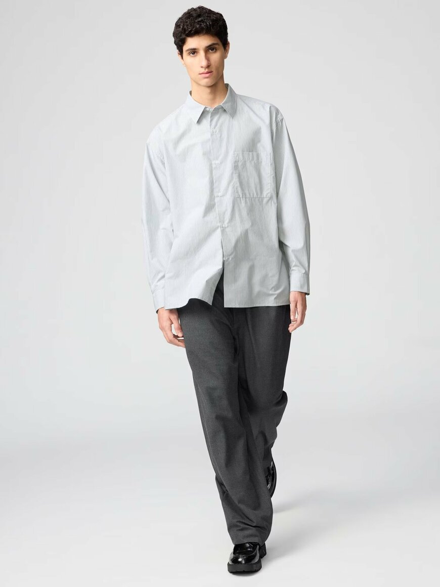 出所：ユニクロ公式 ブロードオーバーサイズシャツ/ストライプ