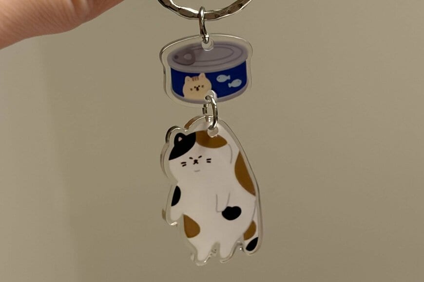 筆者撮影（キャンドゥ、9398 揺れるアクリルキーホルダー ねこ）