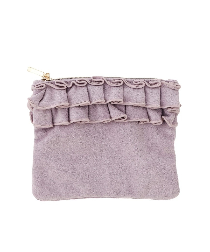 スエード調フリルミニポーチ