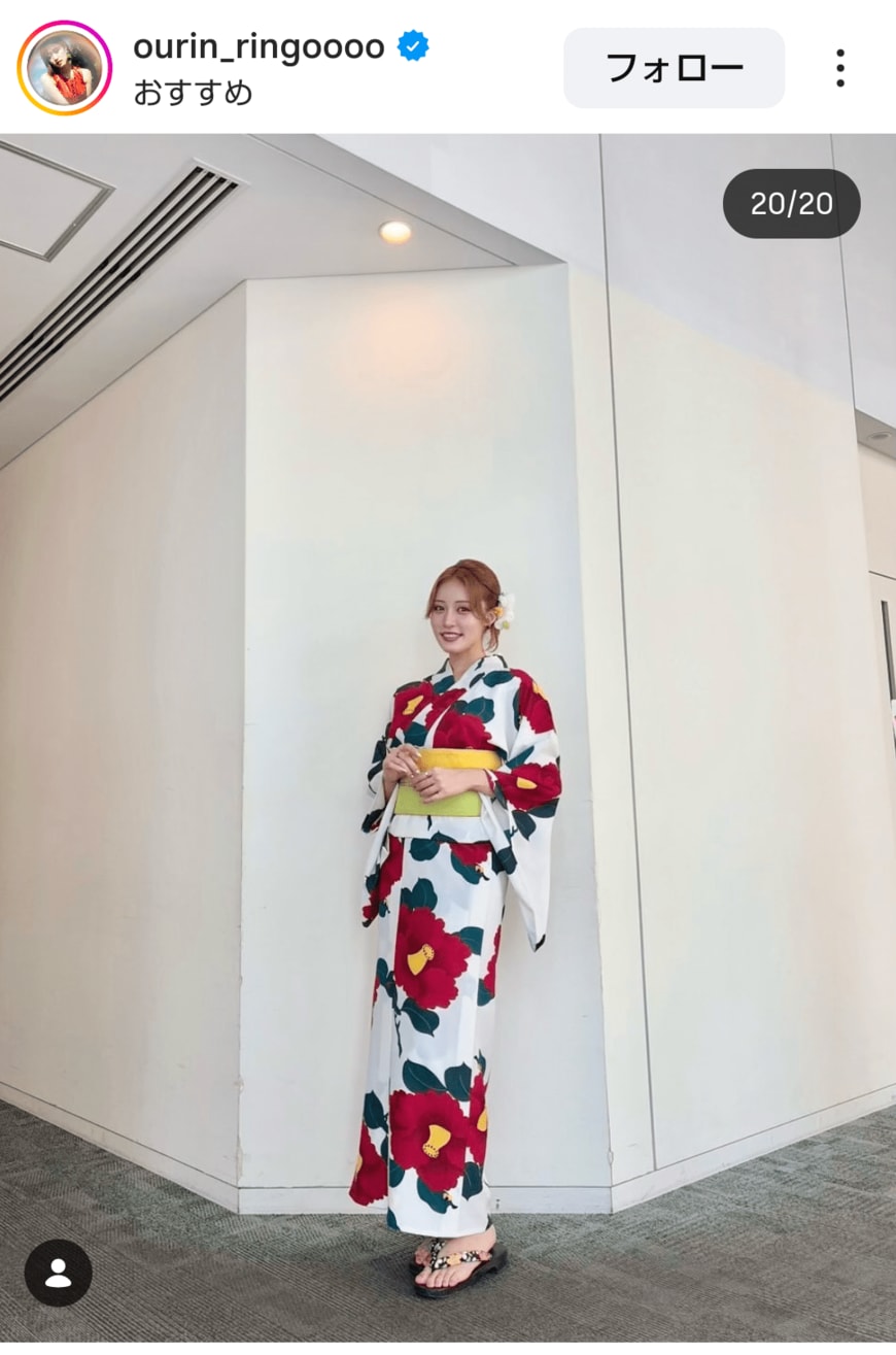 出所：王林のInstagram（＠ourin_ringoooo）参照日：2025年11月20日