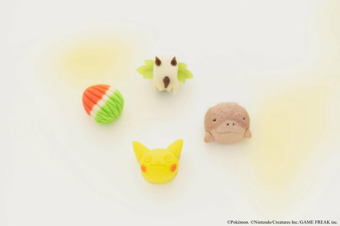 和菓子の華ともいえる上生菓子では4匹のポケモンが表現されています
