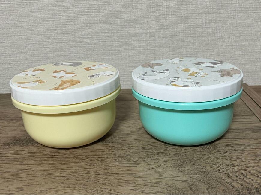 筆者撮影（セリア、ラウンドネジ式ランチボックス 猫）
