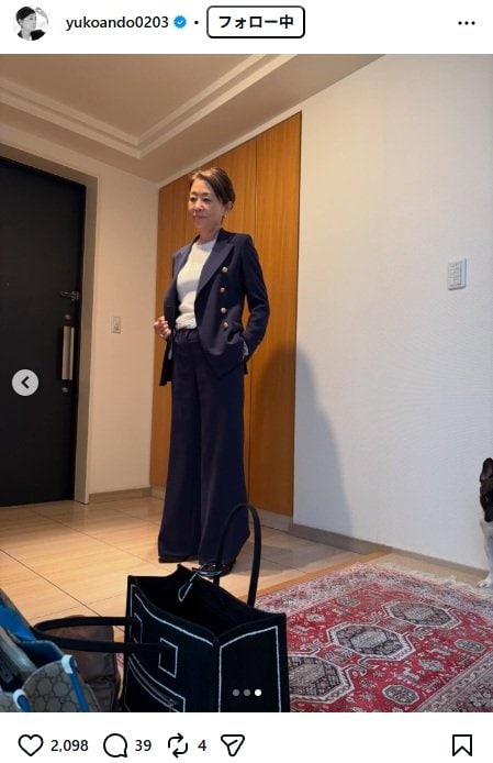 出所：安藤優子のInstagram（＠yukoando0203） 参照日：2026年4月20日
