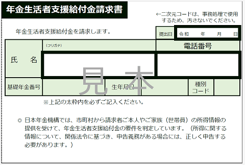 出所：日本年金機構「簡易な年金生活者支援給付金請求書（はがき型）が届いた方へ」