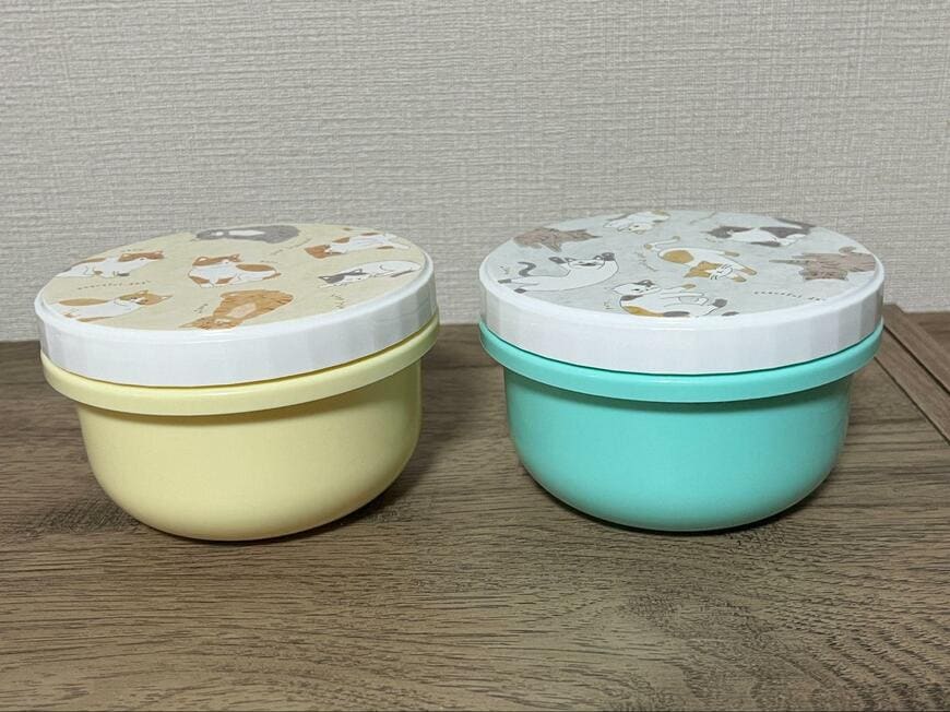 セリア、ラウンドネジ式ランチボックス 猫 商品画像