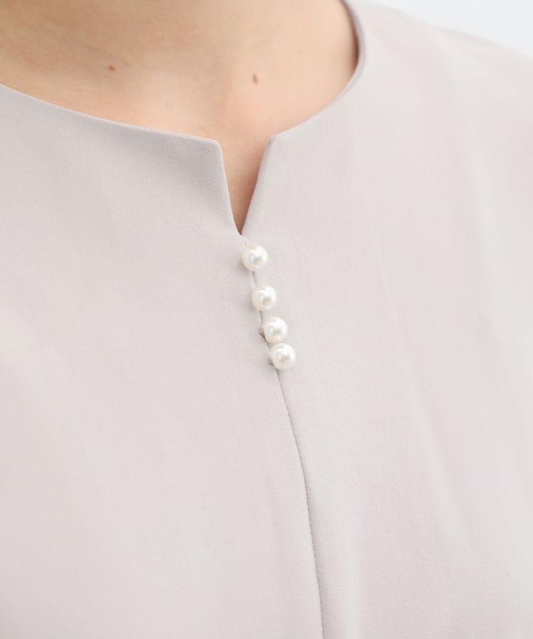 ハニーズ、ウエストタックワンピース(グレージュ)、パール風ボタンの商品画像