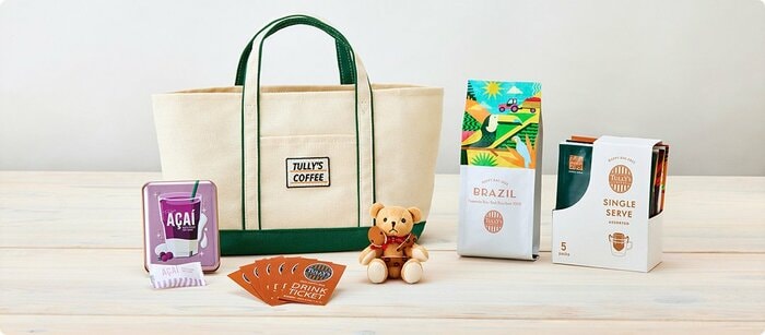 タリーズカラーの限定トートバッグを含む、6点入りの福袋