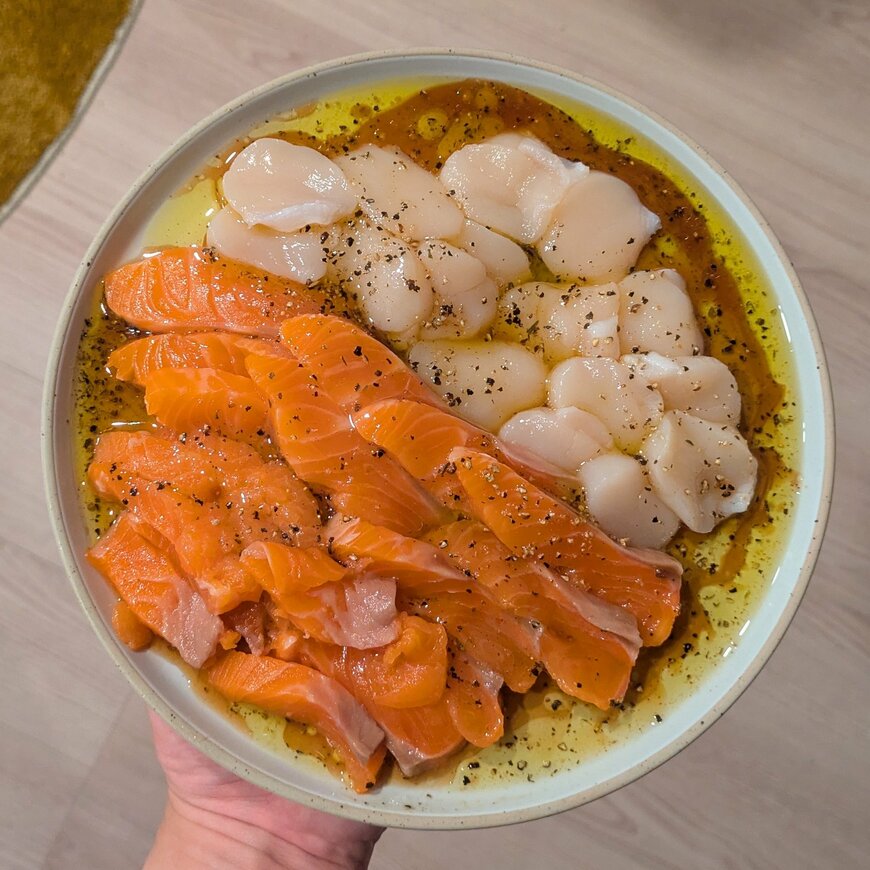 サーモンとホタテのカルパッチョ