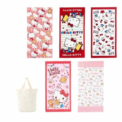 出所:<a href="https://www.shop-shimamura.com/item/0112900005930/" target="_blank"><u>しまむらパーク バスタオル(5枚組・ハローキティ)・レッド201</u></a>
