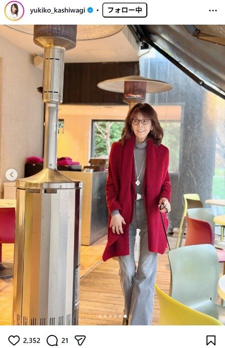 出所：柏木由紀子のInstagram（＠yukiko_kashiwagi）　参照日：2026年3月31日