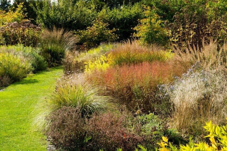 オーナメンタルグラスが美しい庭